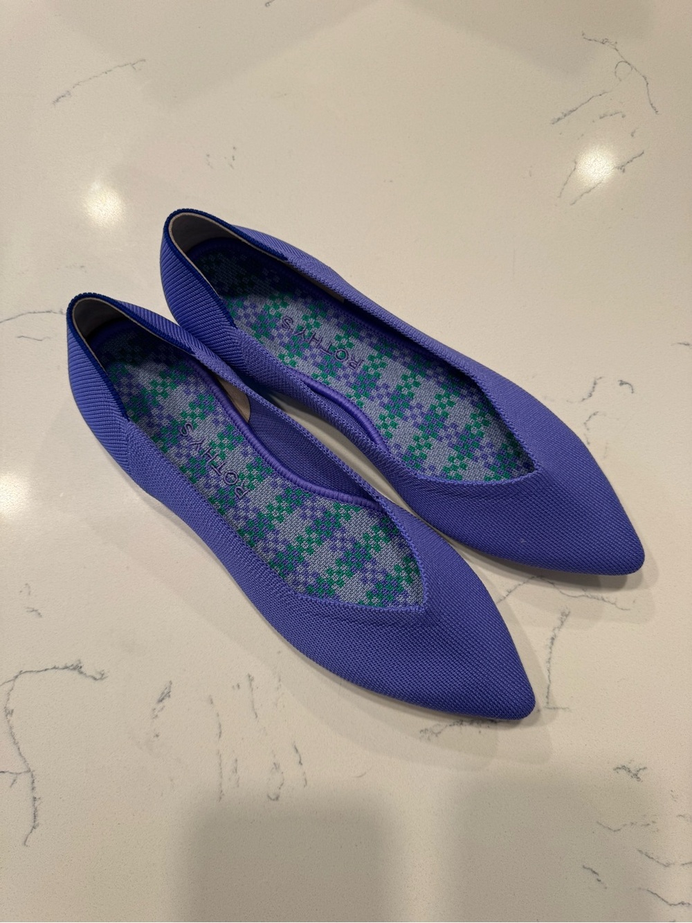 Rothy's Pointed Knit Flats in Vibrant Purple